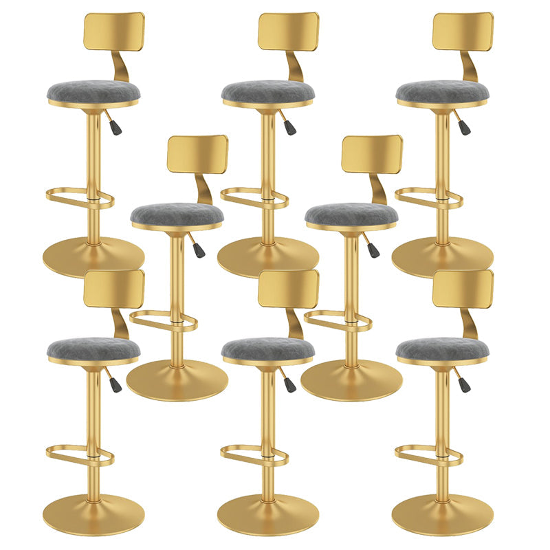 Glam Liftable Backrest Counter Stool Iron Cafe Bar Stool with Velvet Cushion and Pedal Silver Gray 8 Piece Set Clearhalo 'Bar Furniture' 'Bar Stools' 'bar_stools' 'furn' 'furn_bar_stools' 'Furniture' 'furniture_bar_stools' 'Kitchen & Dining Furniture' 5062081
