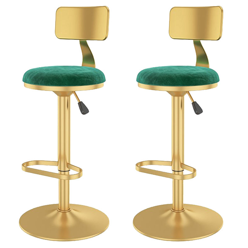 Glam Liftable Backrest Counter Stool Iron Cafe Bar Stool with Velvet Cushion and Pedal Fluorescent Green 2 Piece Set Clearhalo 'Bar Furniture' 'Bar Stools' 'bar_stools' 'furn' 'furn_bar_stools' 'Furniture' 'furniture_bar_stools' 'Kitchen & Dining Furniture' 5062082