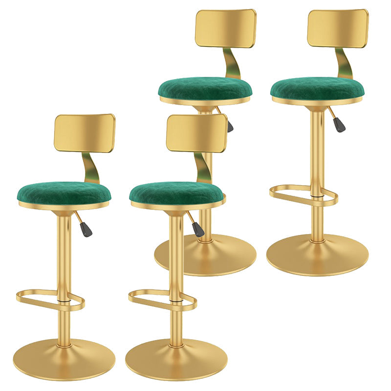 Glam Liftable Backrest Counter Stool Iron Cafe Bar Stool with Velvet Cushion and Pedal Fluorescent Green 4 Piece Set Clearhalo 'Bar Furniture' 'Bar Stools' 'bar_stools' 'furn' 'furn_bar_stools' 'Furniture' 'furniture_bar_stools' 'Kitchen & Dining Furniture' 5062083