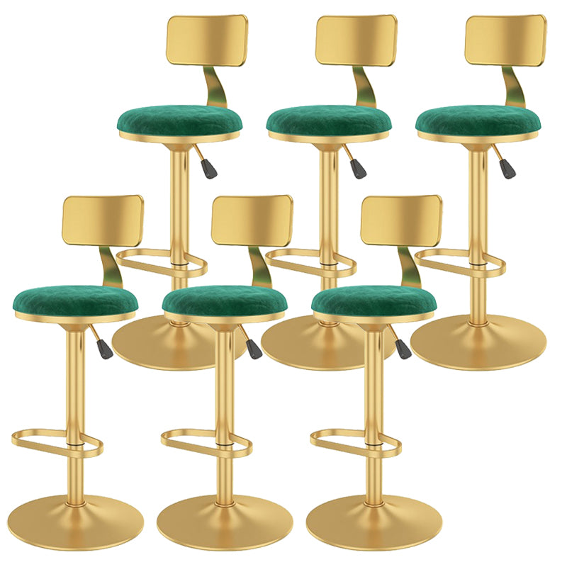 Glam Liftable Backrest Counter Stool Iron Cafe Bar Stool with Velvet Cushion and Pedal Fluorescent Green 6 Piece Set Clearhalo 'Bar Furniture' 'Bar Stools' 'bar_stools' 'furn' 'furn_bar_stools' 'Furniture' 'furniture_bar_stools' 'Kitchen & Dining Furniture' 5062084