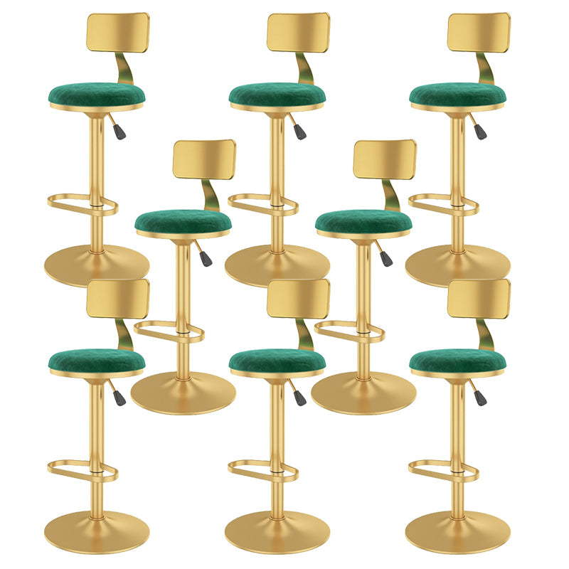 Glam Liftable Backrest Counter Stool Iron Cafe Bar Stool with Velvet Cushion and Pedal Fluorescent Green 8 Piece Set Clearhalo 'Bar Furniture' 'Bar Stools' 'bar_stools' 'furn' 'furn_bar_stools' 'Furniture' 'furniture_bar_stools' 'Kitchen & Dining Furniture' 5062085