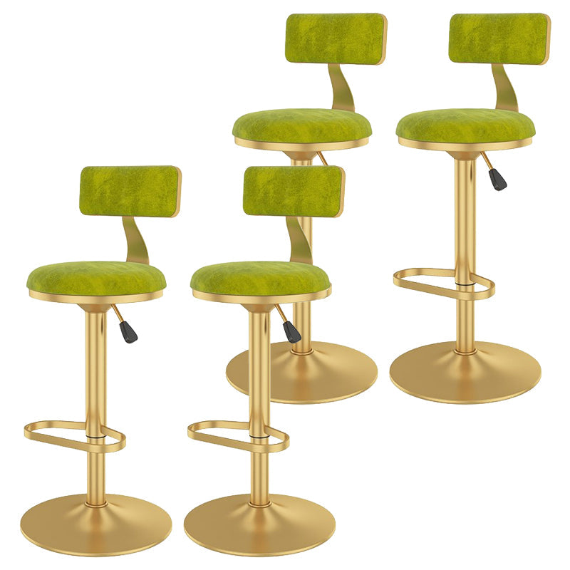 Glam Liftable Backrest Counter Stool Iron Cafe Bar Stool with Velvet Cushion and Pedal Light Green 4 Piece Set Clearhalo 'Bar Furniture' 'Bar Stools' 'bar_stools' 'furn' 'furn_bar_stools' 'Furniture' 'furniture_bar_stools' 'Kitchen & Dining Furniture' 5062087
