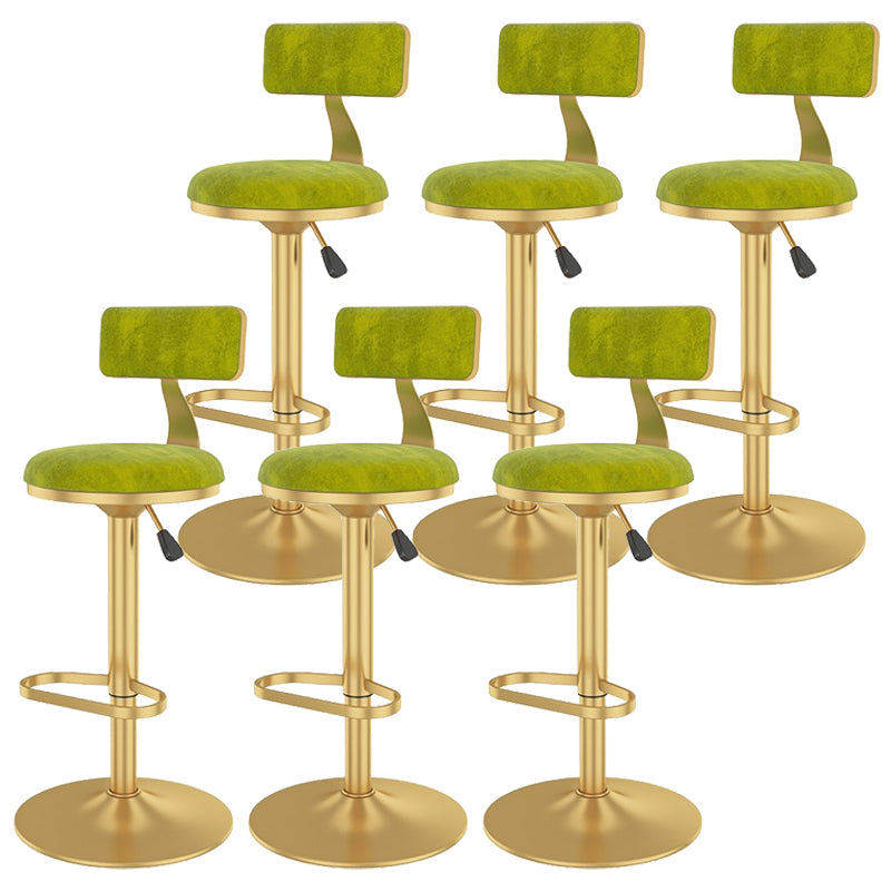 Glam Liftable Backrest Counter Stool Iron Cafe Bar Stool with Velvet Cushion and Pedal Light Green 6 Piece Set Clearhalo 'Bar Furniture' 'Bar Stools' 'bar_stools' 'furn' 'furn_bar_stools' 'Furniture' 'furniture_bar_stools' 'Kitchen & Dining Furniture' 5062088