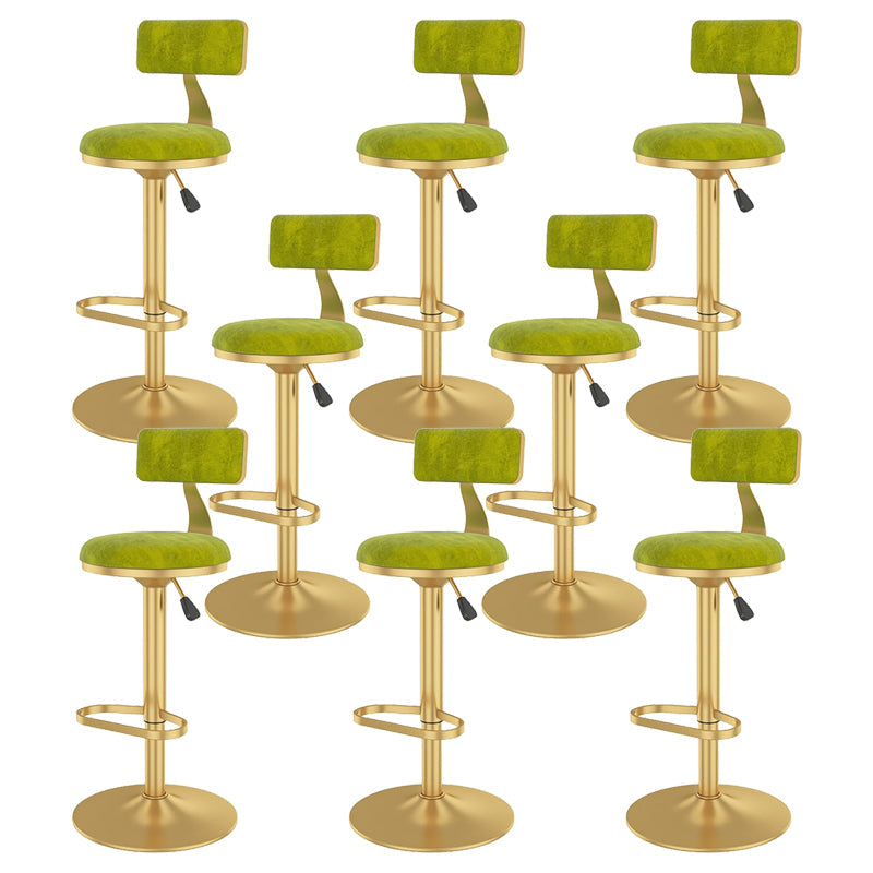 Glam Liftable Backrest Counter Stool Iron Cafe Bar Stool with Velvet Cushion and Pedal Light Green 8 Piece Set Clearhalo 'Bar Furniture' 'Bar Stools' 'bar_stools' 'furn' 'furn_bar_stools' 'Furniture' 'furniture_bar_stools' 'Kitchen & Dining Furniture' 5062089
