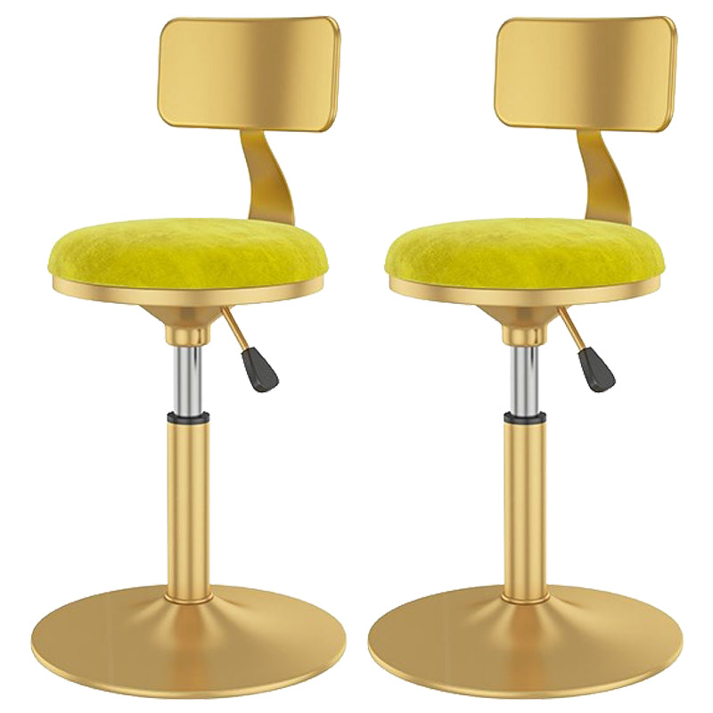 Glam Liftable Backrest Counter Stool Iron Cafe Bar Stool with Velvet Cushion and Pedal Light Yellow 2 Piece Set Clearhalo 'Bar Furniture' 'Bar Stools' 'bar_stools' 'furn' 'furn_bar_stools' 'Furniture' 'furniture_bar_stools' 'Kitchen & Dining Furniture' 5062090