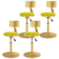 Glam Liftable Backrest Counter Stool Iron Cafe Bar Stool with Velvet Cushion and Pedal Light Yellow 4 Piece Set Clearhalo 'Bar Furniture' 'Bar Stools' 'bar_stools' 'furn' 'furn_bar_stools' 'Furniture' 'furniture_bar_stools' 'Kitchen & Dining Furniture' 5062091