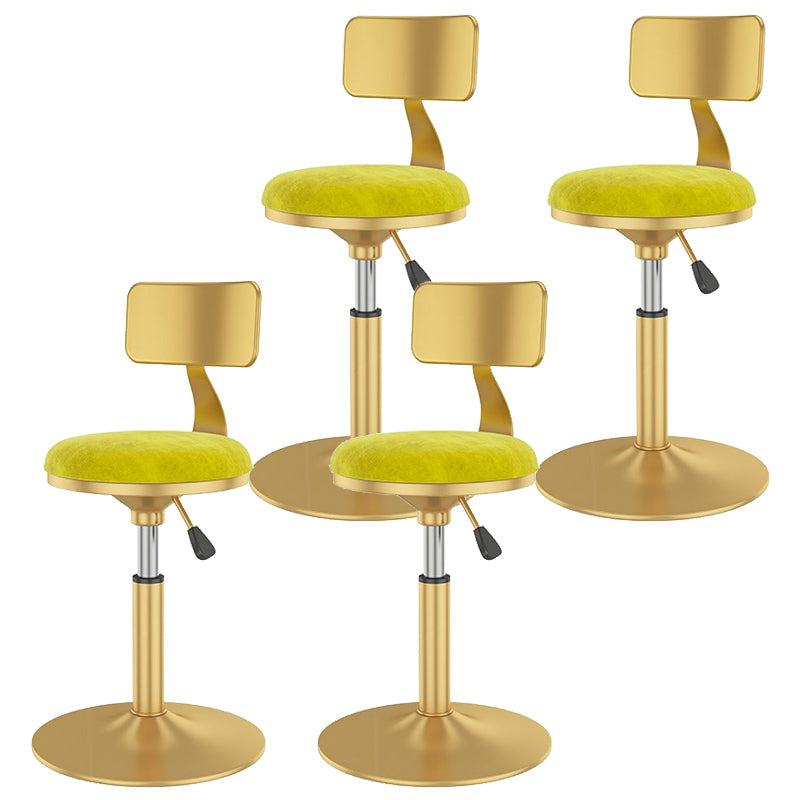 Glam Liftable Backrest Counter Stool Iron Cafe Bar Stool with Velvet Cushion and Pedal Light Yellow 4 Piece Set Clearhalo 'Bar Furniture' 'Bar Stools' 'bar_stools' 'furn' 'furn_bar_stools' 'Furniture' 'furniture_bar_stools' 'Kitchen & Dining Furniture' 5062091