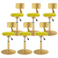 Glam Liftable Backrest Counter Stool Iron Cafe Bar Stool with Velvet Cushion and Pedal Light Yellow 6 Piece Set Clearhalo 'Bar Furniture' 'Bar Stools' 'bar_stools' 'furn' 'furn_bar_stools' 'Furniture' 'furniture_bar_stools' 'Kitchen & Dining Furniture' 5062092