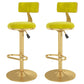 Glam Liftable Backrest Counter Stool Iron Cafe Bar Stool with Velvet Cushion and Pedal Yellow 2 Piece Set Clearhalo 'Bar Furniture' 'Bar Stools' 'bar_stools' 'furn' 'furn_bar_stools' 'Furniture' 'furniture_bar_stools' 'Kitchen & Dining Furniture' 5062098