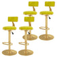 Glam Liftable Backrest Counter Stool Iron Cafe Bar Stool with Velvet Cushion and Pedal Yellow 4 Piece Set Clearhalo 'Bar Furniture' 'Bar Stools' 'bar_stools' 'furn' 'furn_bar_stools' 'Furniture' 'furniture_bar_stools' 'Kitchen & Dining Furniture' 5062099