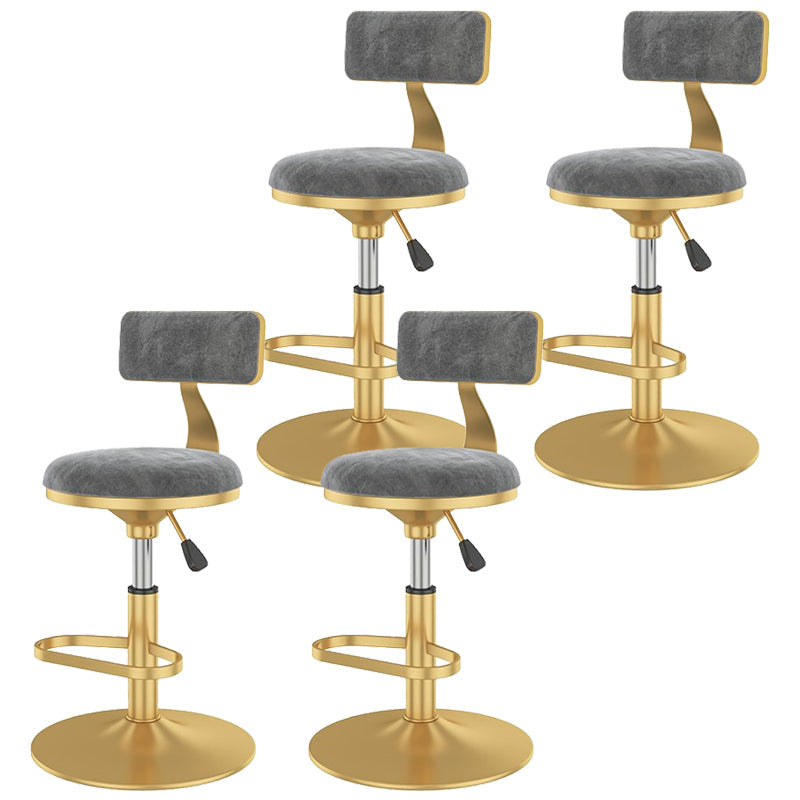 Glam Liftable Backrest Counter Stool Iron Cafe Bar Stool with Velvet Cushion and Pedal Light Gray 4 Piece Set Clearhalo 'Bar Furniture' 'Bar Stools' 'bar_stools' 'furn' 'furn_bar_stools' 'Furniture' 'furniture_bar_stools' 'Kitchen & Dining Furniture' 5062103