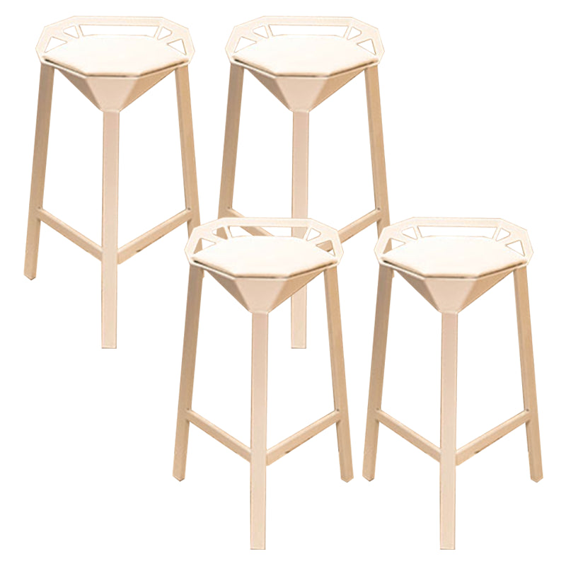 Nordic Armless Backrest Counter Stool Iron Cafe Bar Stool with Leather Cushion White 4 Piece Set Clearhalo 'Bar Furniture' 'Bar Stools' 'bar_stools' 'furn' 'furn_bar_stools' 'Furniture' 'furniture_bar_stools' 'Kitchen & Dining Furniture' 5062112