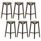 Nordic Armless Backrest Counter Stool Iron Cafe Bar Stool with Leather Cushion Black 6 Piece Set Clearhalo 'Bar Furniture' 'Bar Stools' 'bar_stools' 'furn' 'furn_bar_stools' 'Furniture' 'furniture_bar_stools' 'Kitchen & Dining Furniture' 5062122
