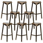 Nordic Armless Backrest Counter Stool Iron Cafe Bar Stool with Leather Cushion Black 8 Piece Set Clearhalo 'Bar Furniture' 'Bar Stools' 'bar_stools' 'furn' 'furn_bar_stools' 'Furniture' 'furniture_bar_stools' 'Kitchen & Dining Furniture' 5062123