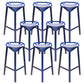 Nordic Armless Backrest Counter Stool Iron Cafe Bar Stool with Leather Cushion Blue 8 Piece Set Clearhalo 'Bar Furniture' 'Bar Stools' 'bar_stools' 'furn' 'furn_bar_stools' 'Furniture' 'furniture_bar_stools' 'Kitchen & Dining Furniture' 5062130