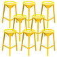Nordic Armless Backrest Counter Stool Iron Cafe Bar Stool with Leather Cushion Yellow 8 Piece Set Clearhalo 'Bar Furniture' 'Bar Stools' 'bar_stools' 'furn' 'furn_bar_stools' 'Furniture' 'furniture_bar_stools' 'Kitchen & Dining Furniture' 5062134
