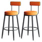 Nordic Armless Backrest Counter Stool Iron Kitchen Bar Stool with Cushion and Pedal Orange 2 Piece Set Clearhalo 'Bar Furniture' 'Bar Stools' 'bar_stools' 'furn' 'furn_bar_stools' 'Furniture' 'furniture_bar_stools' 'Kitchen & Dining Furniture' 5062191