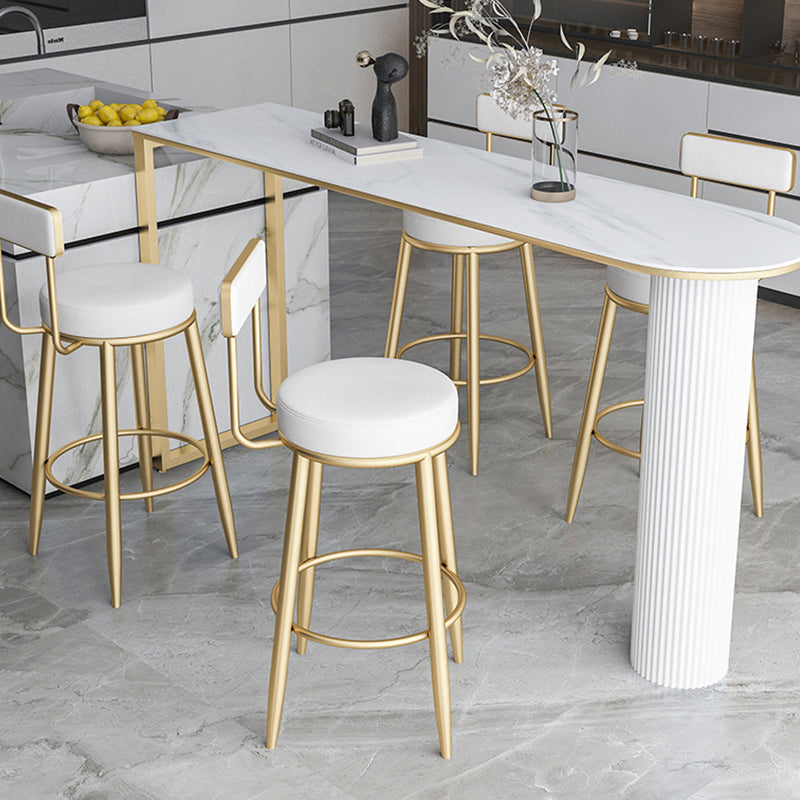 Nordic Armless Backrest Counter Stool Iron Kitchen Bar Stool with Cushion and Pedal Clearhalo 'Bar Furniture' 'Bar Stools' 'bar_stools' 'furn' 'furn_bar_stools' 'Furniture' 'furniture_bar_stools' 'Kitchen & Dining Furniture' 5062192