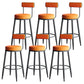 Nordic Armless Backrest Counter Stool Iron Kitchen Bar Stool with Cushion and Pedal Orange 6 Piece Set Clearhalo 'Bar Furniture' 'Bar Stools' 'bar_stools' 'furn' 'furn_bar_stools' 'Furniture' 'furniture_bar_stools' 'Kitchen & Dining Furniture' 5062194
