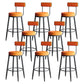 Nordic Armless Backrest Counter Stool Iron Kitchen Bar Stool with Cushion and Pedal Orange 8 Piece Set Clearhalo 'Bar Furniture' 'Bar Stools' 'bar_stools' 'furn' 'furn_bar_stools' 'Furniture' 'furniture_bar_stools' 'Kitchen & Dining Furniture' 5062197