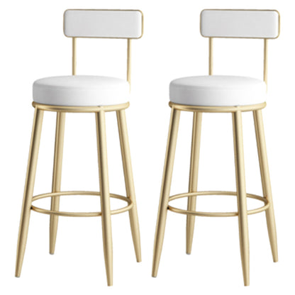 Nordic Armless Backrest Counter Stool Iron Kitchen Bar Stool with Cushion and Pedal White 2 Piece Set Clearhalo 'Bar Furniture' 'Bar Stools' 'bar_stools' 'furn' 'furn_bar_stools' 'Furniture' 'furniture_bar_stools' 'Kitchen & Dining Furniture' 5062199