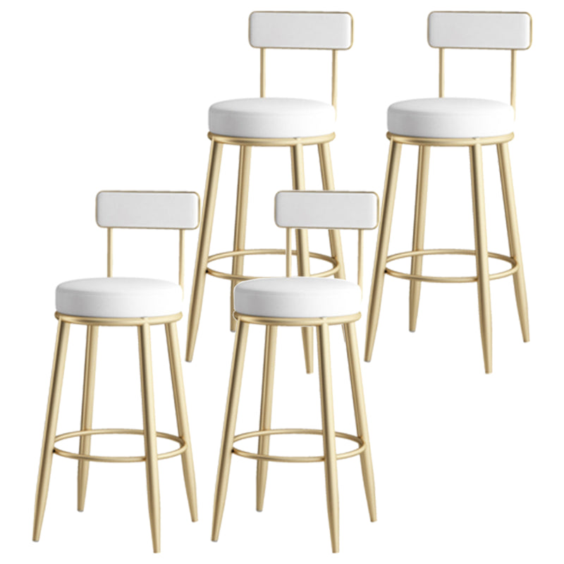 Nordic Armless Backrest Counter Stool Iron Kitchen Bar Stool with Cushion and Pedal White 4 Piece Set Clearhalo 'Bar Furniture' 'Bar Stools' 'bar_stools' 'furn' 'furn_bar_stools' 'Furniture' 'furniture_bar_stools' 'Kitchen & Dining Furniture' 5062200