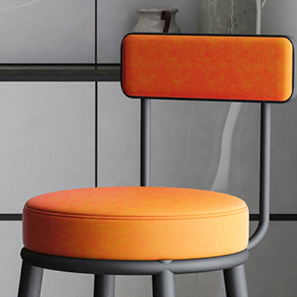 Nordic Armless Backrest Counter Stool Iron Kitchen Bar Stool with Cushion and Pedal Clearhalo 'Bar Furniture' 'Bar Stools' 'bar_stools' 'furn' 'furn_bar_stools' 'Furniture' 'furniture_bar_stools' 'Kitchen & Dining Furniture' 5062201