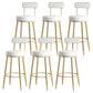 Nordic Armless Backrest Counter Stool Iron Kitchen Bar Stool with Cushion and Pedal White 6 Piece Set Clearhalo 'Bar Furniture' 'Bar Stools' 'bar_stools' 'furn' 'furn_bar_stools' 'Furniture' 'furniture_bar_stools' 'Kitchen & Dining Furniture' 5062202