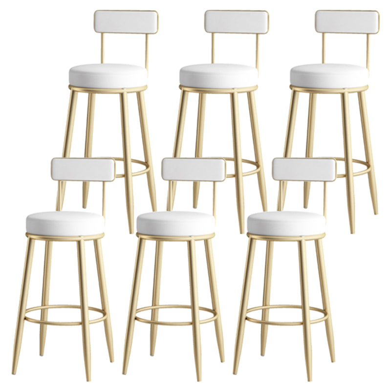 Nordic Armless Backrest Counter Stool Iron Kitchen Bar Stool with Cushion and Pedal White 6 Piece Set Clearhalo 'Bar Furniture' 'Bar Stools' 'bar_stools' 'furn' 'furn_bar_stools' 'Furniture' 'furniture_bar_stools' 'Kitchen & Dining Furniture' 5062202