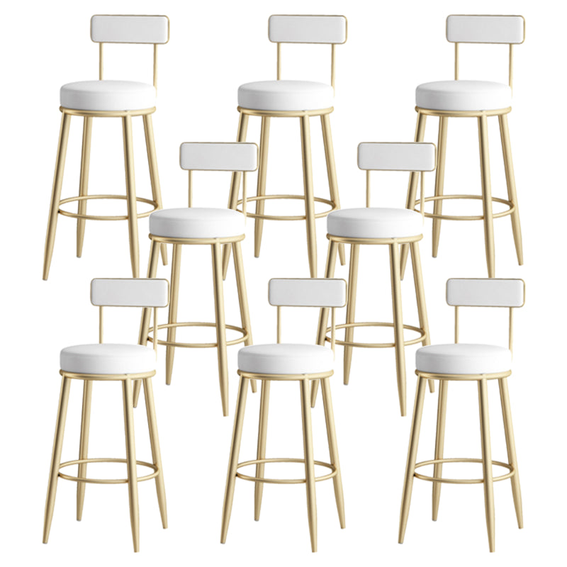 Nordic Armless Backrest Counter Stool Iron Kitchen Bar Stool with Cushion and Pedal White 8 Piece Set Clearhalo 'Bar Furniture' 'Bar Stools' 'bar_stools' 'furn' 'furn_bar_stools' 'Furniture' 'furniture_bar_stools' 'Kitchen & Dining Furniture' 5062205