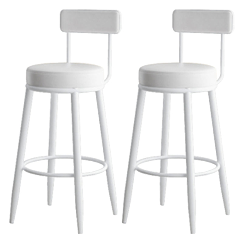 Nordic Armless Backrest Counter Stool Iron Kitchen Bar Stool with Cushion and Pedal Gloss White 2 Piece Set Clearhalo 'Bar Furniture' 'Bar Stools' 'bar_stools' 'furn' 'furn_bar_stools' 'Furniture' 'furniture_bar_stools' 'Kitchen & Dining Furniture' 5062207