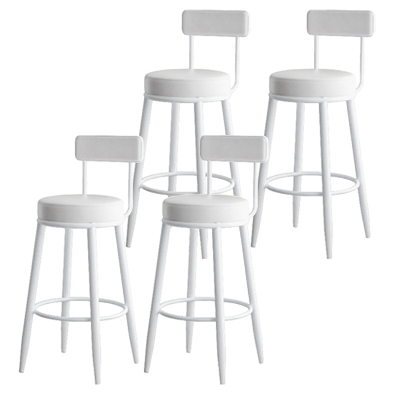 Nordic Armless Backrest Counter Stool Iron Kitchen Bar Stool with Cushion and Pedal Gloss White 4 Piece Set Clearhalo 'Bar Furniture' 'Bar Stools' 'bar_stools' 'furn' 'furn_bar_stools' 'Furniture' 'furniture_bar_stools' 'Kitchen & Dining Furniture' 5062209