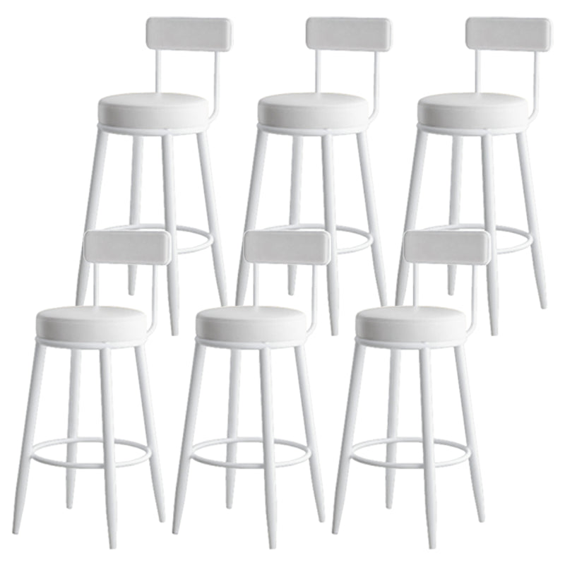 Nordic Armless Backrest Counter Stool Iron Kitchen Bar Stool with Cushion and Pedal Gloss White 6 Piece Set Clearhalo 'Bar Furniture' 'Bar Stools' 'bar_stools' 'furn' 'furn_bar_stools' 'Furniture' 'furniture_bar_stools' 'Kitchen & Dining Furniture' 5062211