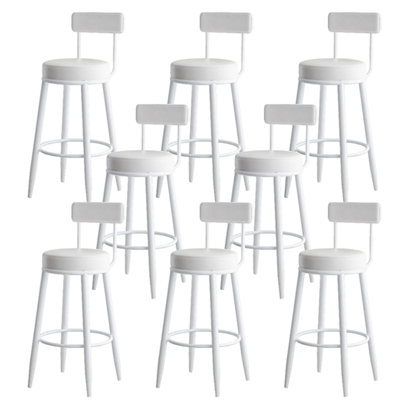 Nordic Armless Backrest Counter Stool Iron Kitchen Bar Stool with Cushion and Pedal Gloss White 8 Piece Set Clearhalo 'Bar Furniture' 'Bar Stools' 'bar_stools' 'furn' 'furn_bar_stools' 'Furniture' 'furniture_bar_stools' 'Kitchen & Dining Furniture' 5062212