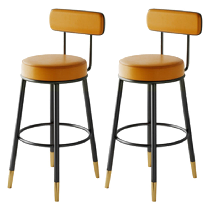 Nordic Armless Backrest Counter Stool Iron Kitchen Bar Stool with Cushion and Pedal Orange 2 Piece Set Bar Stool(30"H) Clearhalo 'Bar Furniture' 'Bar Stools' 'bar_stools' 'furn' 'furn_bar_stools' 'Furniture' 'furniture_bar_stools' 'Kitchen & Dining Furniture' 5062213