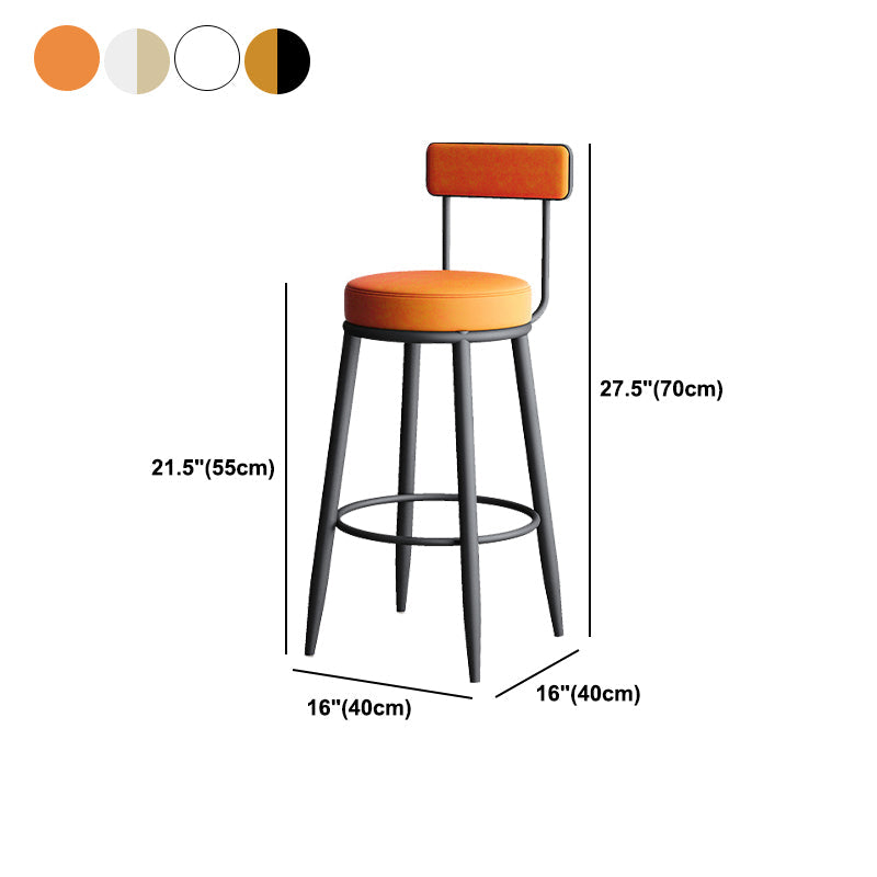 Nordic Armless Backrest Counter Stool Iron Kitchen Bar Stool with Cushion and Pedal Clearhalo 'Bar Furniture' 'Bar Stools' 'bar_stools' 'furn' 'furn_bar_stools' 'Furniture' 'furniture_bar_stools' 'Kitchen & Dining Furniture' 5062218
