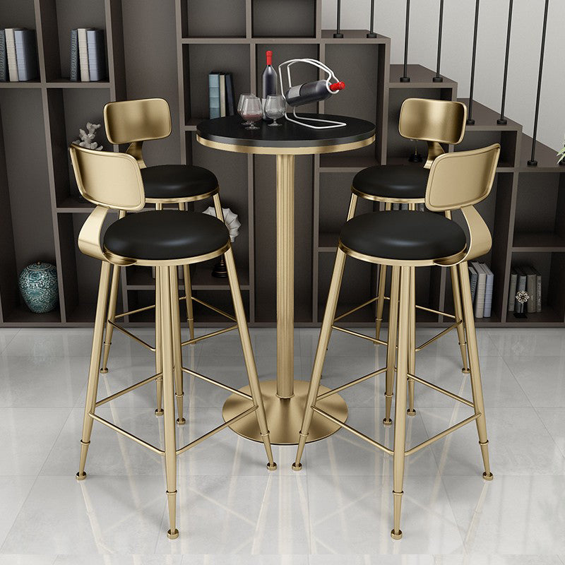 Glam Leather and Metal Counter Stool Round Low Back Bar Stool for Coffee Shop Clearhalo 'Bar Furniture' 'Bar Stools' 'bar_stools' 'furn' 'furn_bar_stools' 'Furniture' 'furniture_bar_stools' 'Kitchen & Dining Furniture' 5062222