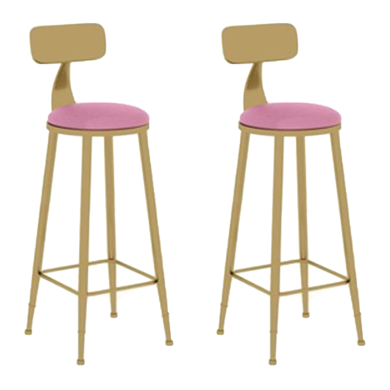 Glam Leather and Metal Counter Stool Round Low Back Bar Stool for Coffee Shop Pink 2 Piece Set Clearhalo 'Bar Furniture' 'Bar Stools' 'bar_stools' 'furn' 'furn_bar_stools' 'Furniture' 'furniture_bar_stools' 'Kitchen & Dining Furniture' 5062223
