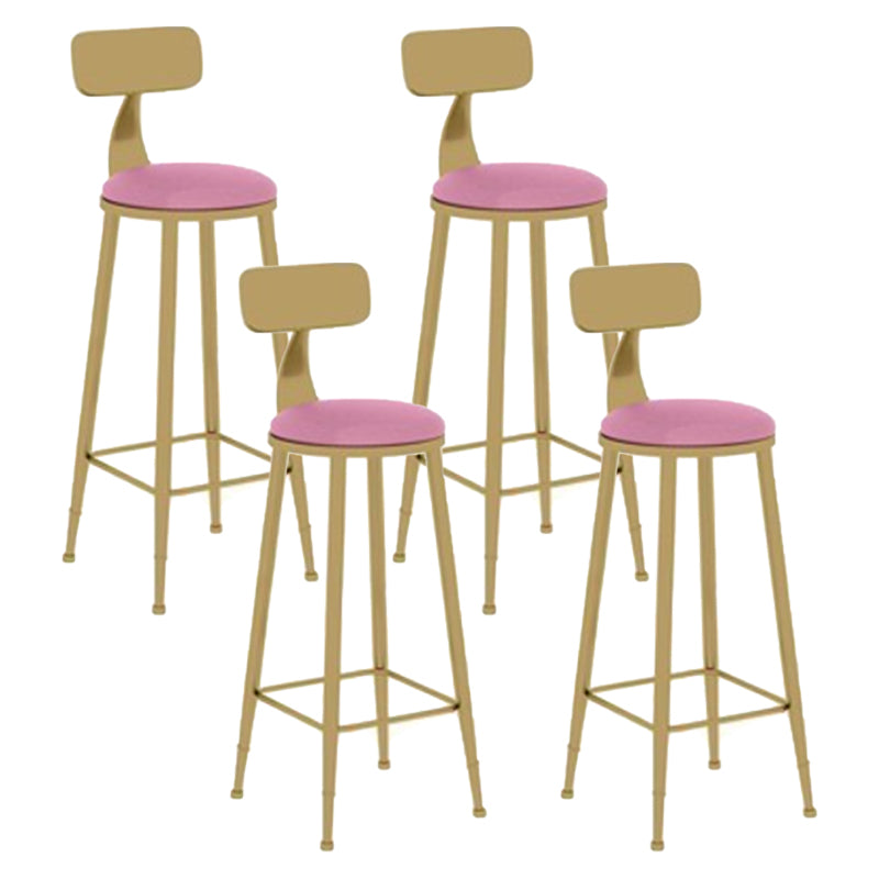 Glam Leather and Metal Counter Stool Round Low Back Bar Stool for Coffee Shop Pink 4 Piece Set Clearhalo 'Bar Furniture' 'Bar Stools' 'bar_stools' 'furn' 'furn_bar_stools' 'Furniture' 'furniture_bar_stools' 'Kitchen & Dining Furniture' 5062224