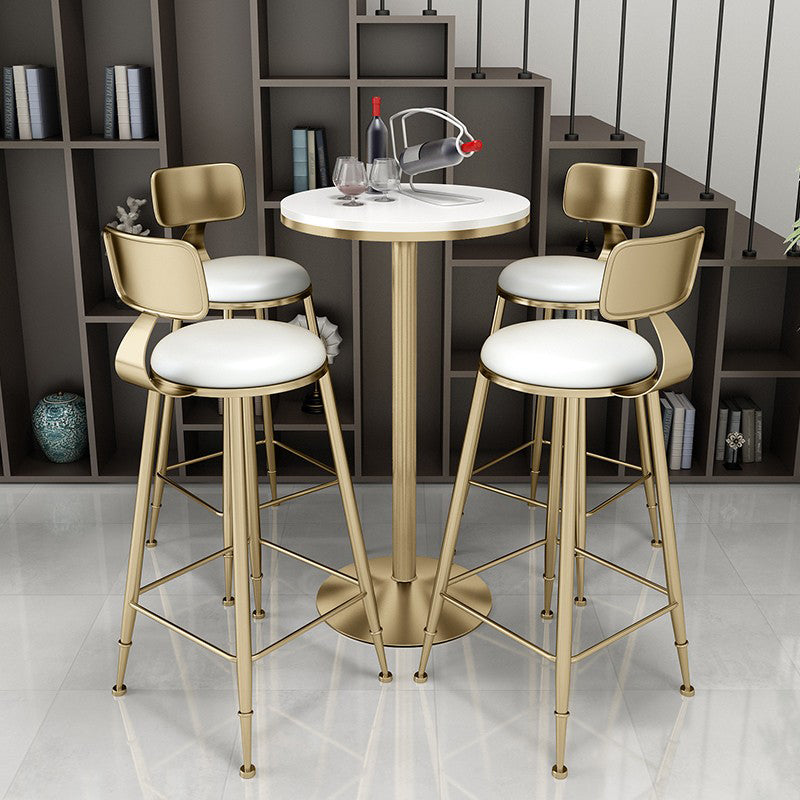 Glam Leather and Metal Counter Stool Round Low Back Bar Stool for Coffee Shop Clearhalo 'Bar Furniture' 'Bar Stools' 'bar_stools' 'furn' 'furn_bar_stools' 'Furniture' 'furniture_bar_stools' 'Kitchen & Dining Furniture' 5062227