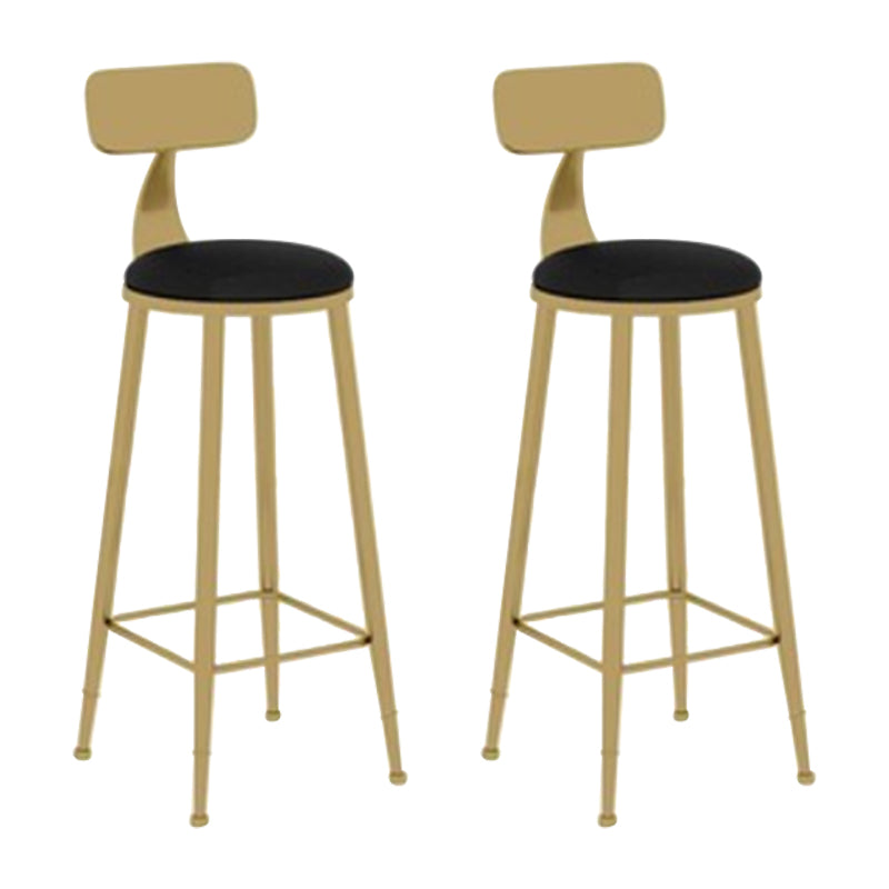 Glam Leather and Metal Counter Stool Round Low Back Bar Stool for Coffee Shop Black 2 Piece Set Clearhalo 'Bar Furniture' 'Bar Stools' 'bar_stools' 'furn' 'furn_bar_stools' 'Furniture' 'furniture_bar_stools' 'Kitchen & Dining Furniture' 5062230