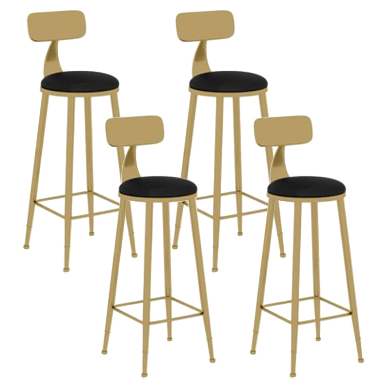 Glam Leather and Metal Counter Stool Round Low Back Bar Stool for Coffee Shop Black 4 Piece Set Clearhalo 'Bar Furniture' 'Bar Stools' 'bar_stools' 'furn' 'furn_bar_stools' 'Furniture' 'furniture_bar_stools' 'Kitchen & Dining Furniture' 5062232