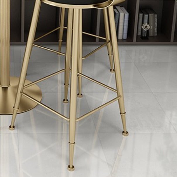 Glam Leather and Metal Counter Stool Round Low Back Bar Stool for Coffee Shop Clearhalo 'Bar Furniture' 'Bar Stools' 'bar_stools' 'furn' 'furn_bar_stools' 'Furniture' 'furniture_bar_stools' 'Kitchen & Dining Furniture' 5062234