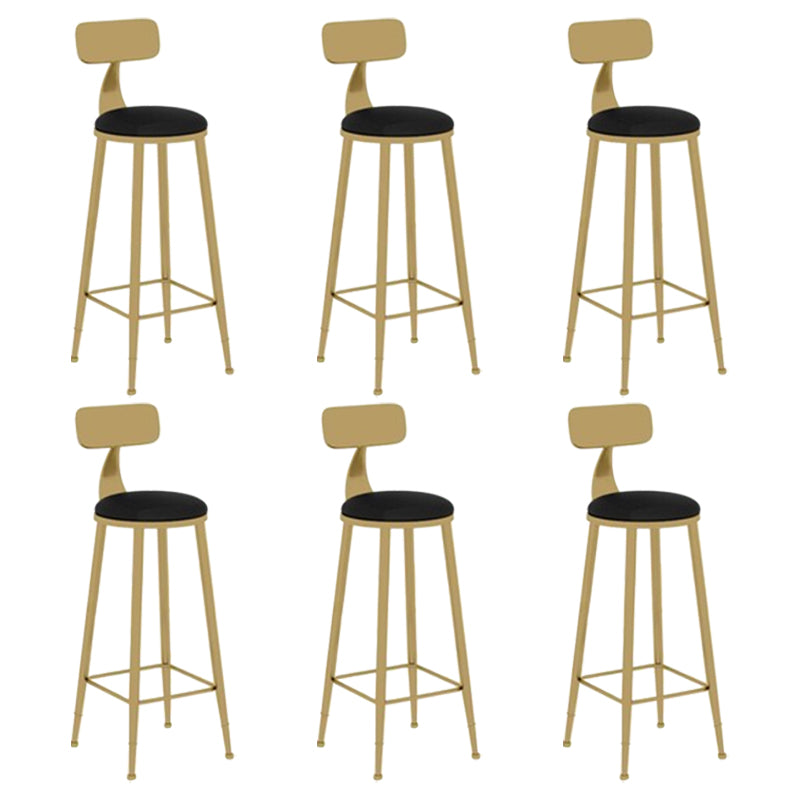 Glam Leather and Metal Counter Stool Round Low Back Bar Stool for Coffee Shop Black 6 Piece Set Clearhalo 'Bar Furniture' 'Bar Stools' 'bar_stools' 'furn' 'furn_bar_stools' 'Furniture' 'furniture_bar_stools' 'Kitchen & Dining Furniture' 5062235