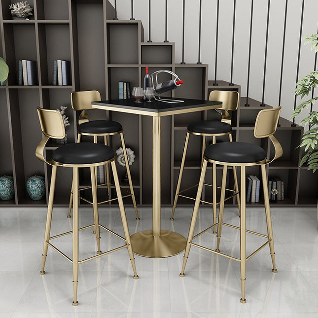 Glam Leather and Metal Counter Stool Round Low Back Bar Stool for Coffee Shop Clearhalo 'Bar Furniture' 'Bar Stools' 'bar_stools' 'furn' 'furn_bar_stools' 'Furniture' 'furniture_bar_stools' 'Kitchen & Dining Furniture' 5062236