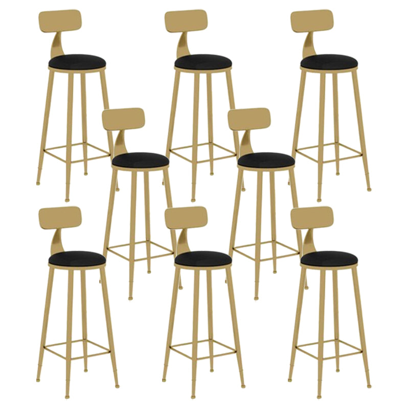 Glam Leather and Metal Counter Stool Round Low Back Bar Stool for Coffee Shop Black 8 Piece Set Clearhalo 'Bar Furniture' 'Bar Stools' 'bar_stools' 'furn' 'furn_bar_stools' 'Furniture' 'furniture_bar_stools' 'Kitchen & Dining Furniture' 5062237