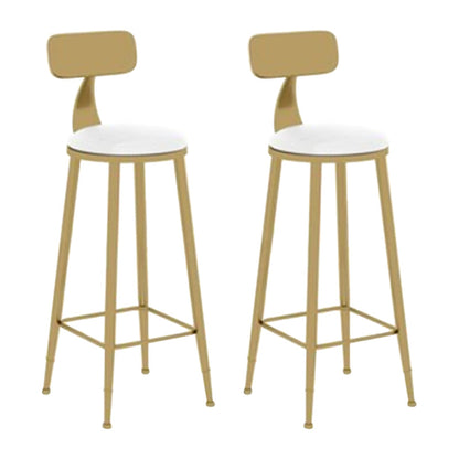 Glam Leather and Metal Counter Stool Round Low Back Bar Stool for Coffee Shop White 2 Piece Set Clearhalo 'Bar Furniture' 'Bar Stools' 'bar_stools' 'furn' 'furn_bar_stools' 'Furniture' 'furniture_bar_stools' 'Kitchen & Dining Furniture' 5062238