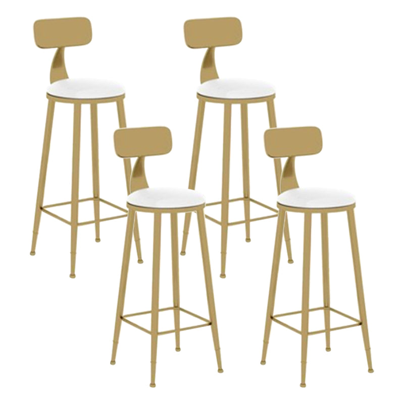 Glam Leather and Metal Counter Stool Round Low Back Bar Stool for Coffee Shop White 4 Piece Set Clearhalo 'Bar Furniture' 'Bar Stools' 'bar_stools' 'furn' 'furn_bar_stools' 'Furniture' 'furniture_bar_stools' 'Kitchen & Dining Furniture' 5062240