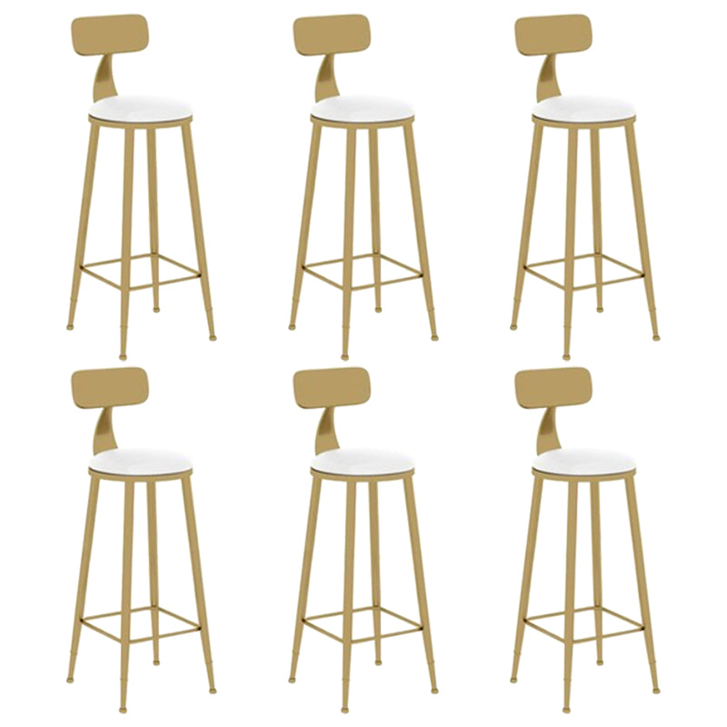 Glam Leather and Metal Counter Stool Round Low Back Bar Stool for Coffee Shop White 6 Piece Set Clearhalo 'Bar Furniture' 'Bar Stools' 'bar_stools' 'furn' 'furn_bar_stools' 'Furniture' 'furniture_bar_stools' 'Kitchen & Dining Furniture' 5062242