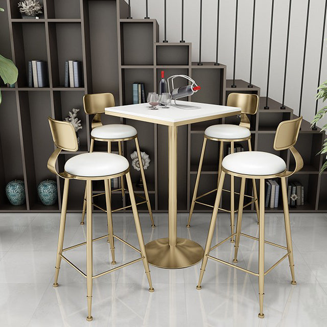 Glam Leather and Metal Counter Stool Round Low Back Bar Stool for Coffee Shop Clearhalo 'Bar Furniture' 'Bar Stools' 'bar_stools' 'furn' 'furn_bar_stools' 'Furniture' 'furniture_bar_stools' 'Kitchen & Dining Furniture' 5062243